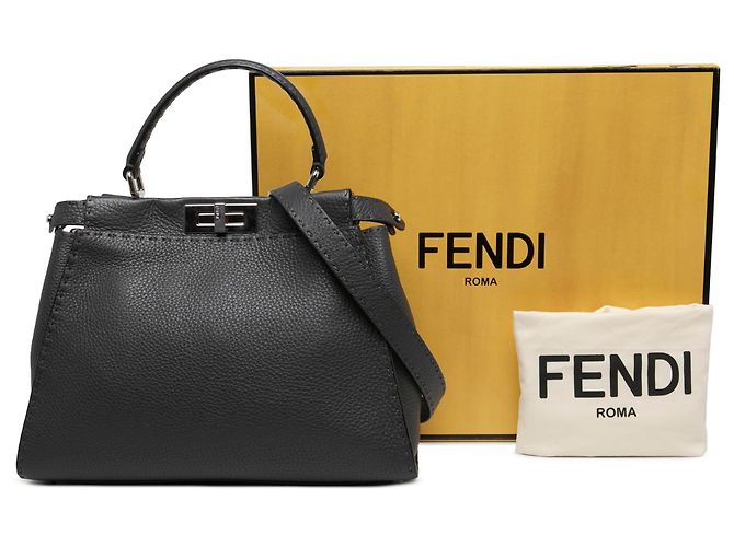 Borsa Fendi Selleria Peekaboo Iconic Media in pelle nera - vista 6