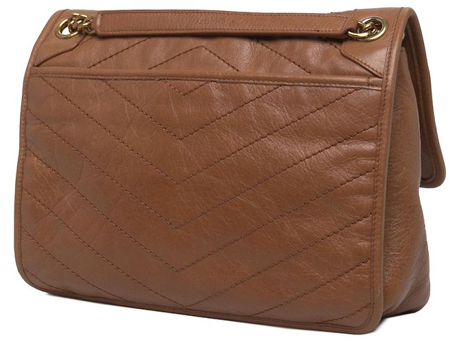 Autre Marque Saint Laurent Brown Medium Crinkled Calfskin Niki - vista 2