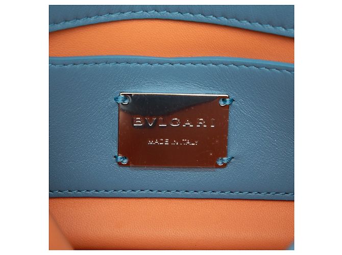 Bulgari Borsa Serpenti Cabochon Mini in Pelle Blu Bvlgari - vista 5