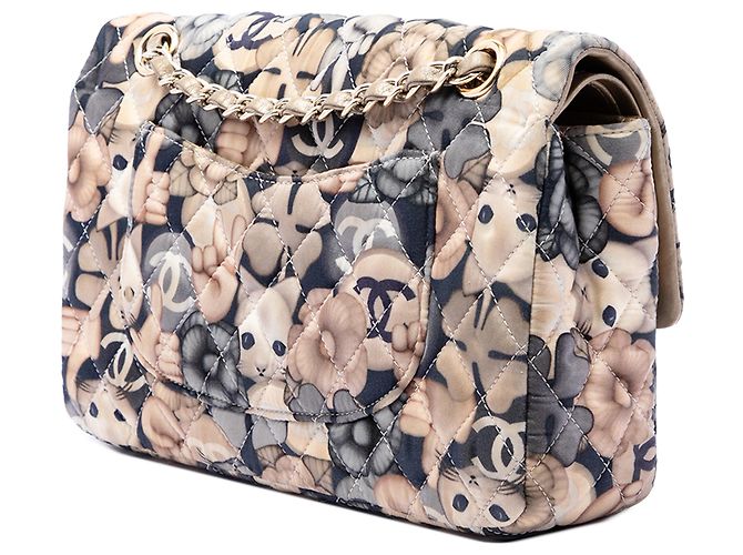 Chanel Blue Medium Classic Nylon Cat Emoticon Double Flap - vista 2