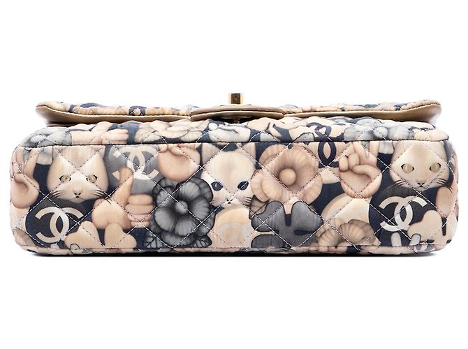 Chanel Blue Medium Classic Nylon Cat Emoticon Double Flap - vista 3