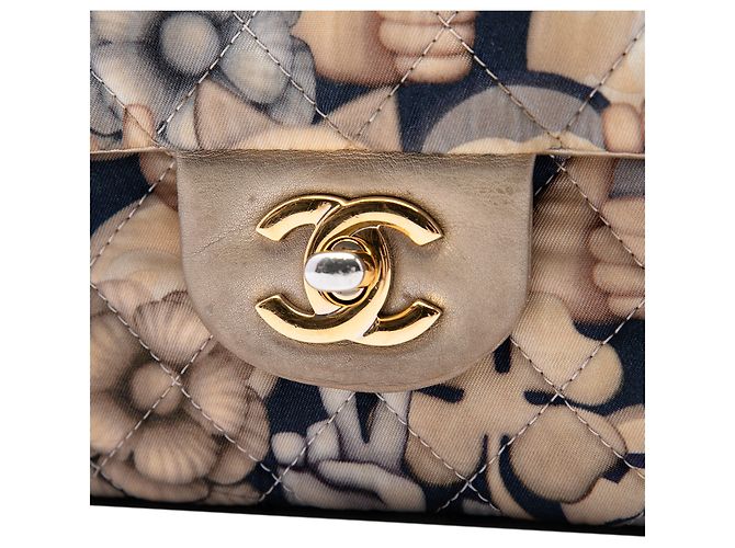Chanel Blue Medium Classic Nylon Cat Emoticon Double Flap - vista 5