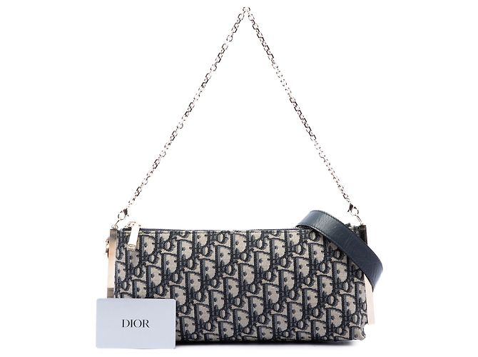 Borsa Dior Club in tela Oblique blu Dior - vista 6