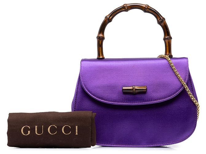 Gucci Purple Mini Satin Bamboo Night - vista 8