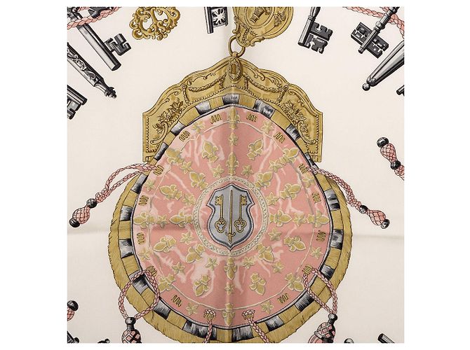 Hermès White Les Cles Seidentuch 90 - Ansicht 2