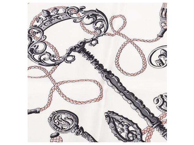 Hermès White Les Cles Seidentuch 90 - Ansicht 3