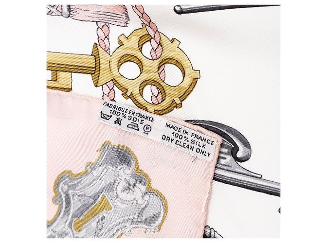 Hermès White Les Cles Seidentuch 90 - Ansicht 7