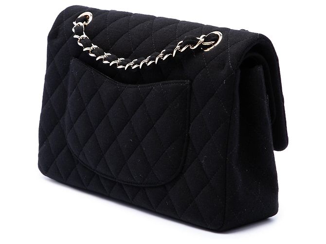 Chanel Black Medium Classic Jersey Double Flap - vista 2