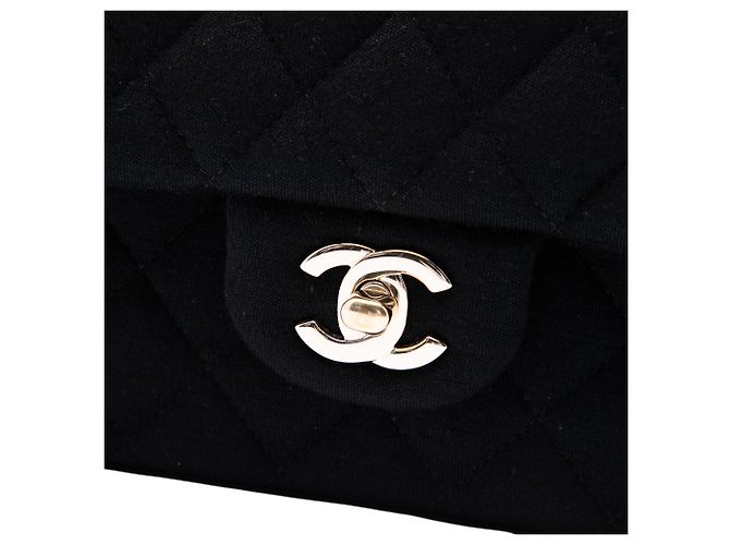 Chanel Black Medium Classic Jersey Double Flap - vista 5