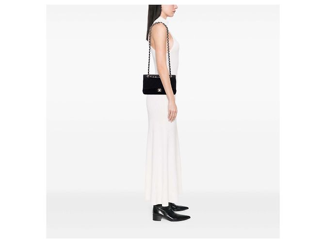 Chanel Black Medium Classic Jersey Double Flap - vista 6