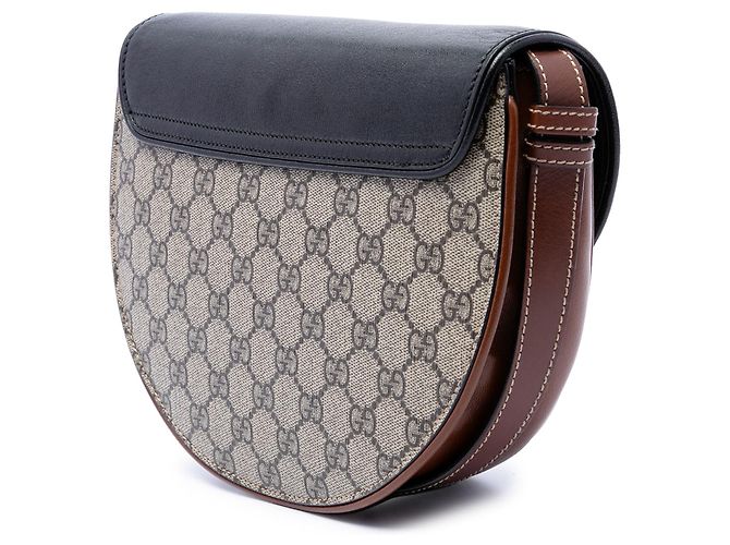 Gucci Beige GG Supreme Saddle Padlock Crossbody - vista 2
