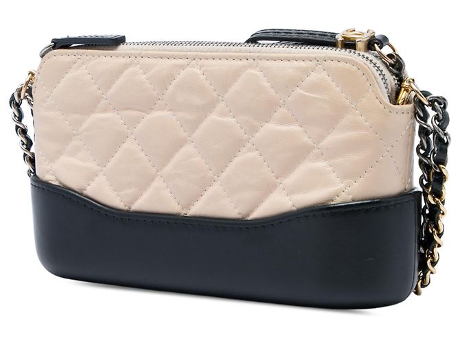 Clutch Gabrielle con doppia zip e catena in pelle di vitello invecchiata bicolore beige Chanel - vista 2