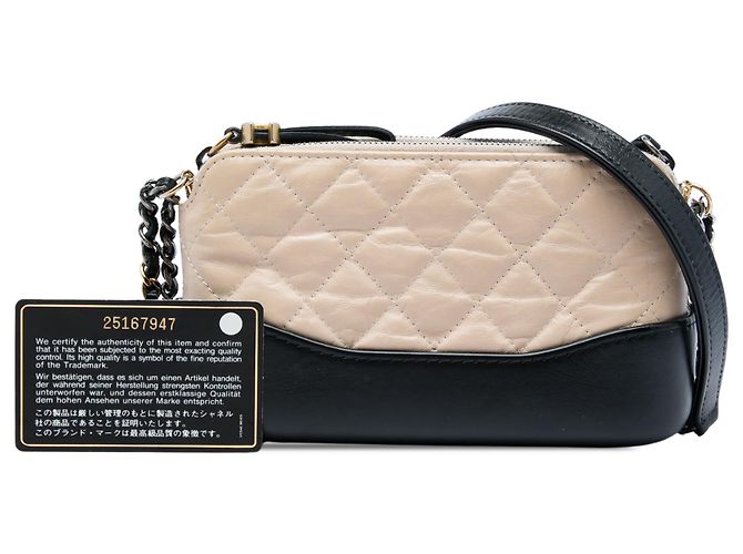 Clutch Gabrielle con doppia zip e catena in pelle di vitello invecchiata bicolore beige Chanel - vista 6