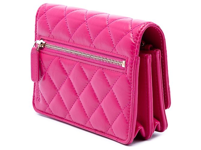 Chanel Mini Quilted Aged Calfskin Reissue 2.55 Wallet on Chain Rosa - vista 2