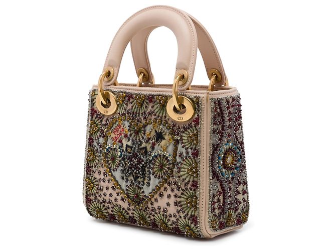 Mini Lady Dior in vitello con perline e ricami, marrone Dior - vista 2