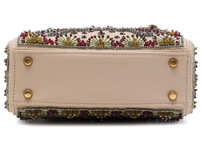 Mini Lady Dior in vitello con perline e ricami, marrone Dior - vista 3