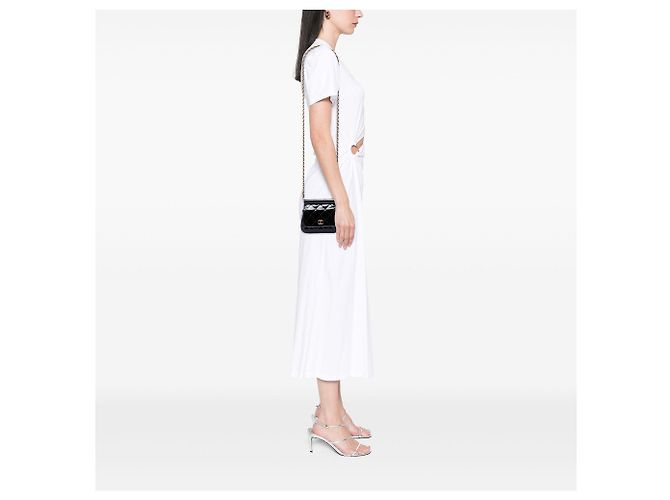 Clutch Chanel Black CC Quilted Patent Frame con cadena - vista 6