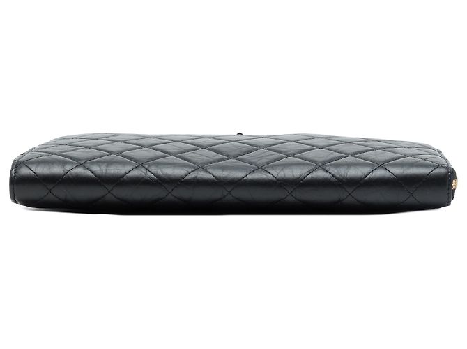 Pouch Chanel Reissue 2.55 con manico in pelle di vitello invecchiata matelassé nera Medium - vista 3