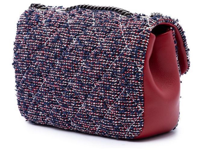 Chanel Blue CC Quilted Tweed Single Flap - vista 2