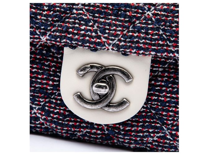 Chanel Blue CC Quilted Tweed Single Flap - vista 5