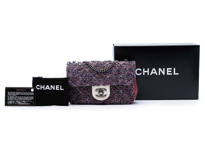 Chanel Blue CC Quilted Tweed Single Flap - vista 7