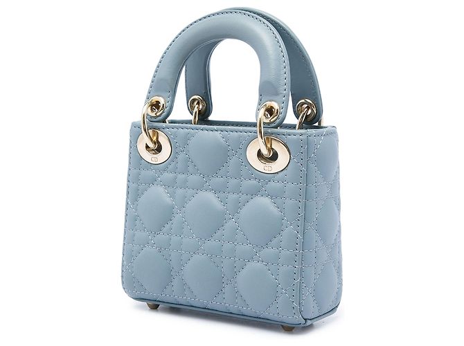 Dior Blue Micro Lambskin Cannage Lady Dior - vista 2