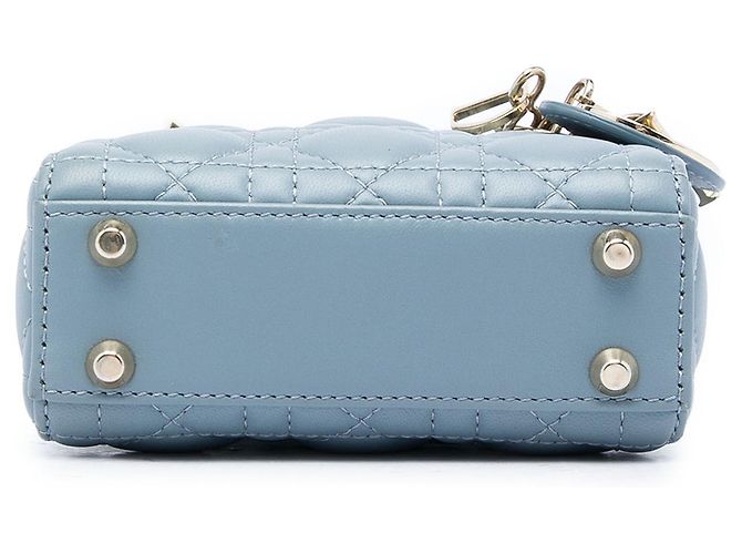 Dior Blue Micro Lambskin Cannage Lady Dior - vista 3