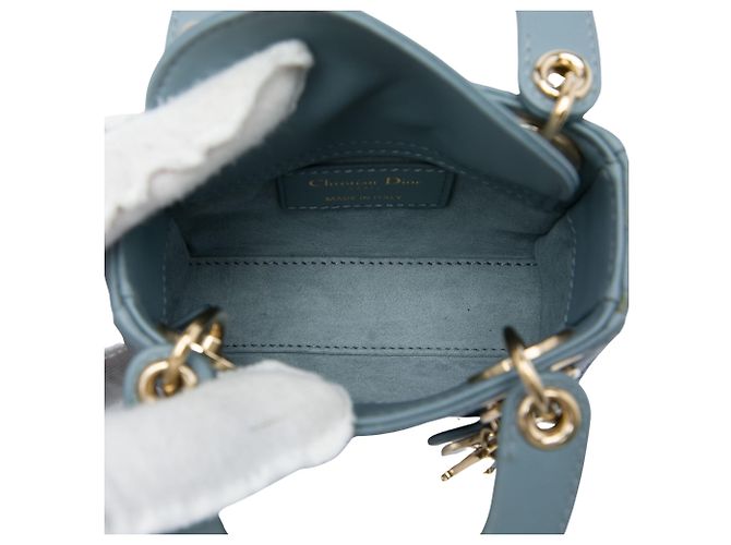 Dior Blue Micro Lambskin Cannage Lady Dior - vista 4