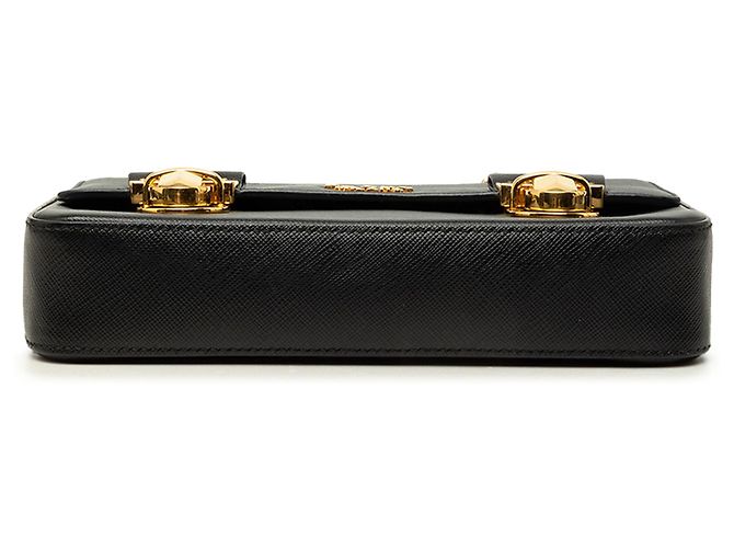 Prada Borsa a tracolla Saffiano nera con chiusura push lock - vista 3