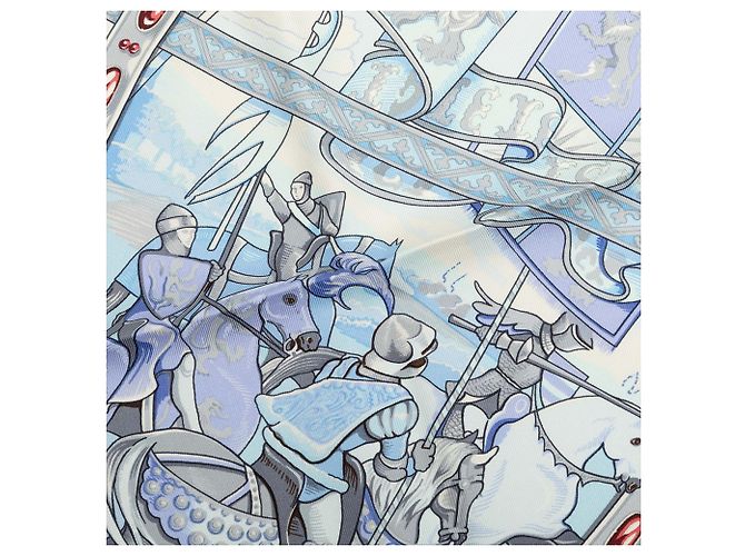 Foulard di seta Hermès Blue La Vie a Cheval 90 - vista 6