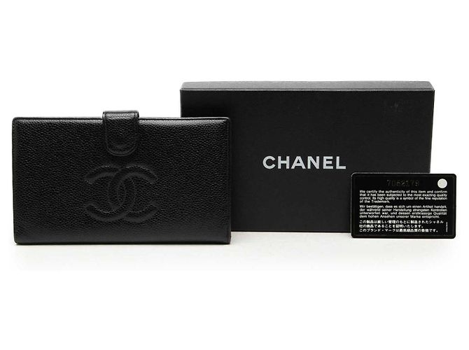 Portafoglio lungo bifold Chanel Black CC Caviar - vista 8