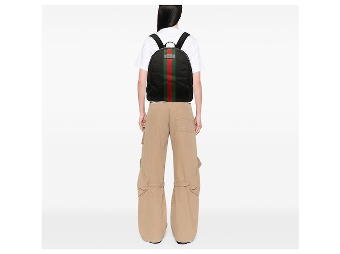 Gucci Black Techno Canvas Web Backpack - view 7