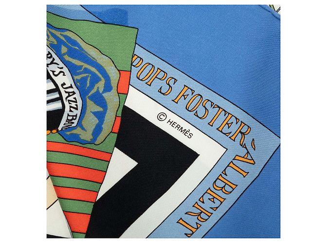 Foulard di seta Hermès Blue New Orleans 90 - vista 3