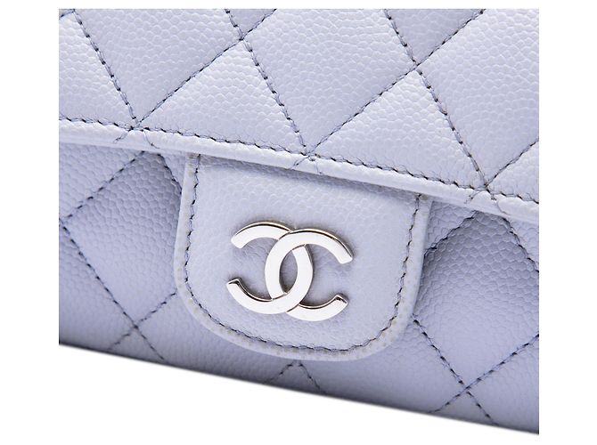 Custodia occhiali Chanel Purple CC Quilted Caviar con catena - vista 5