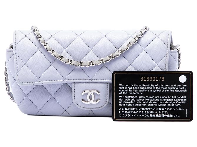 Custodia occhiali Chanel Purple CC Quilted Caviar con catena - vista 7