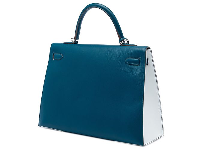 Hermès Blue Bicolor Epsom Kelly Flag Sellier 35 - vista 2