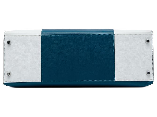 Hermès Blue Bicolor Epsom Kelly Flag Sellier 35 - vista 3