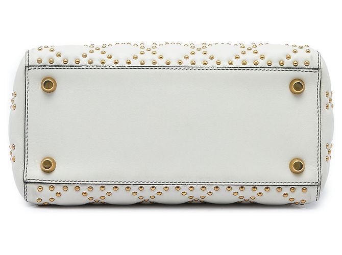 Dior White Medium Lambskin Cannage Studded Supple Lady Dior - Ansicht 3