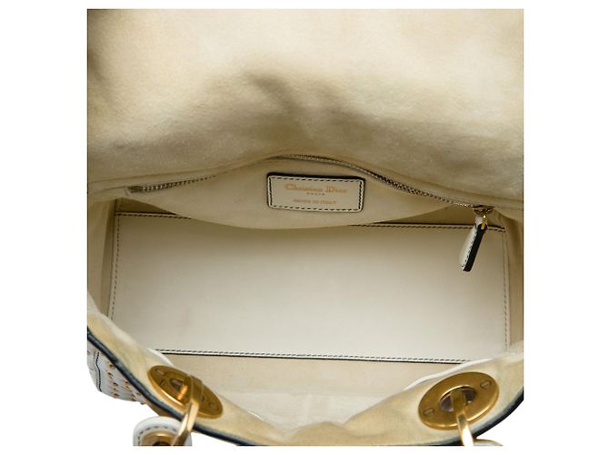 Dior White Medium Lambskin Cannage Studded Supple Lady Dior - Ansicht 4
