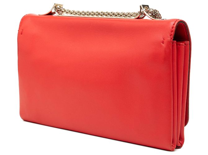 Clutch con catena Valentino Rockstud Va Va Voom in pelle rossa - vista 2