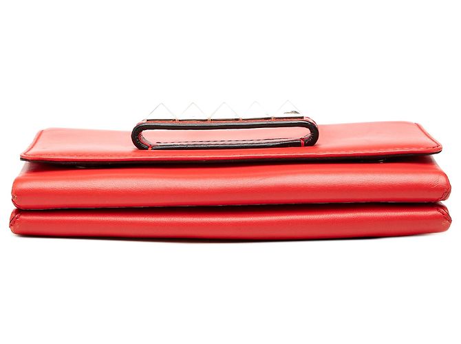 Clutch con catena Valentino Rockstud Va Va Voom in pelle rossa - vista 3