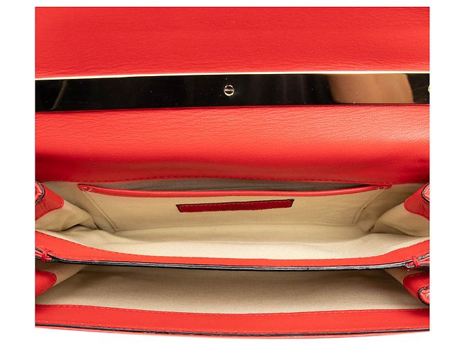 Clutch con catena Valentino Rockstud Va Va Voom in pelle rossa - vista 4