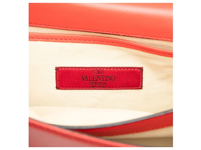 Clutch con catena Valentino Rockstud Va Va Voom in pelle rossa - vista 5