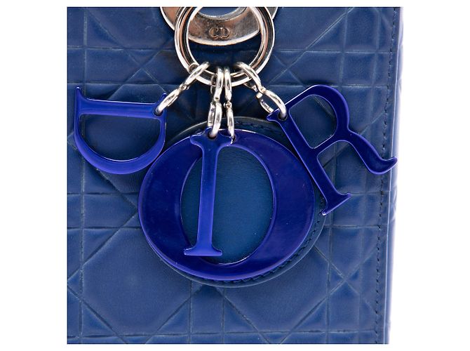 Dior Blue Medium Ultra Matte Calfskin Embossed Cannage Lady Dior - vista 5