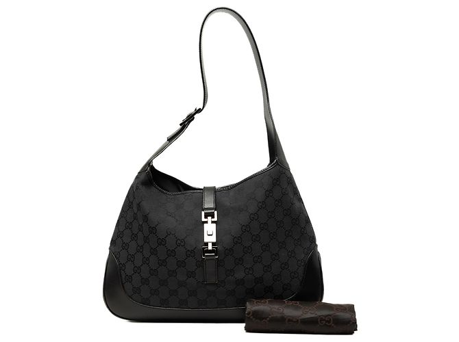 Borsa a tracolla Gucci Jackie in tela GG nera - vista 7