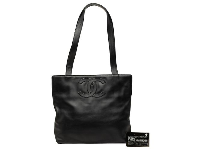 Chanel CC Shopping Tote aus schwarzem Lammleder - Ansicht 7