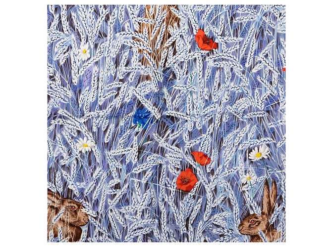 Lenço de seda Hermès Blue Les Bles 90 - vista 2