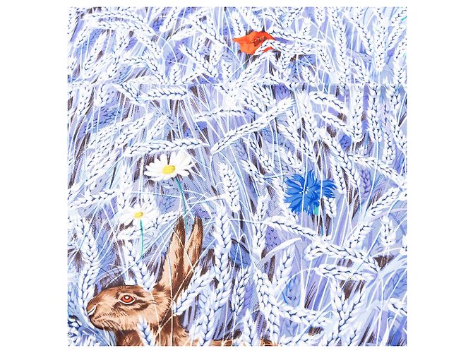 Lenço de seda Hermès Blue Les Bles 90 - vista 4