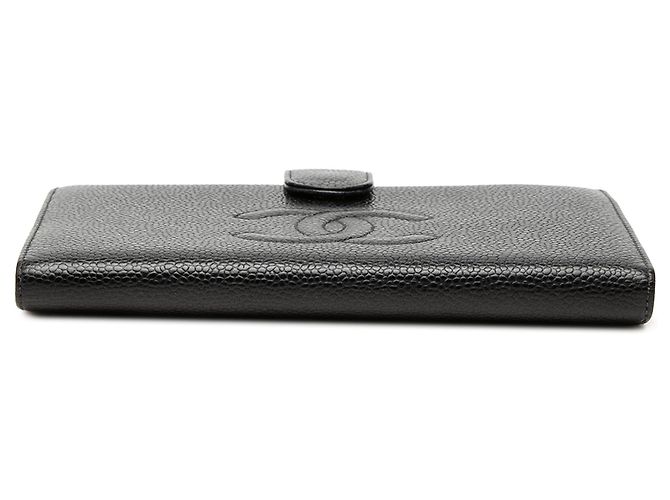 Cartera larga Chanel Black CC Caviar - vista 3