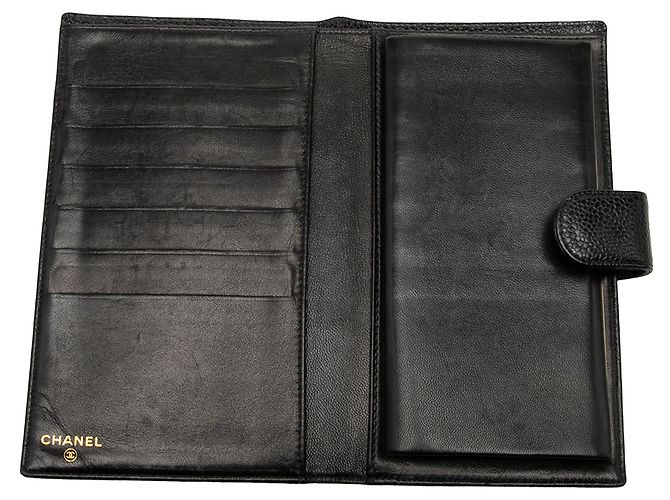 Cartera larga Chanel Black CC Caviar - vista 6